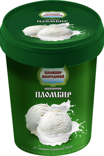 Мороженое ВОЛОГОДСКИЙ ПЛОМБИР Пломбир 15%, без змж, ведерко, 480г, фото