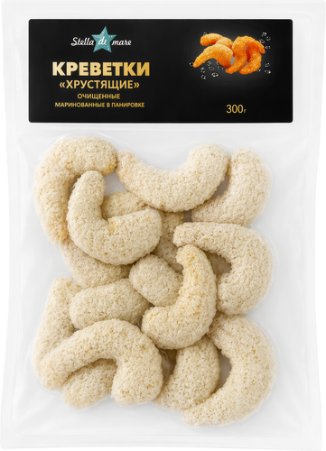 Креветки белоногие маринованные STELLA DI MARE Хрустящие, очищенные в панировке, 300г, изображение