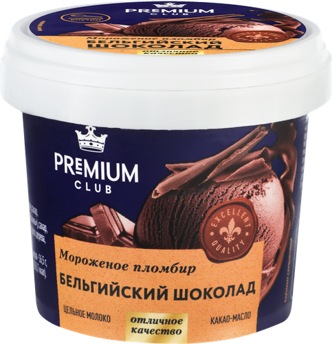 Мороженое PREMIUM CLUB Бельгийский шоколад 12%, без змж, 80г, крупный план