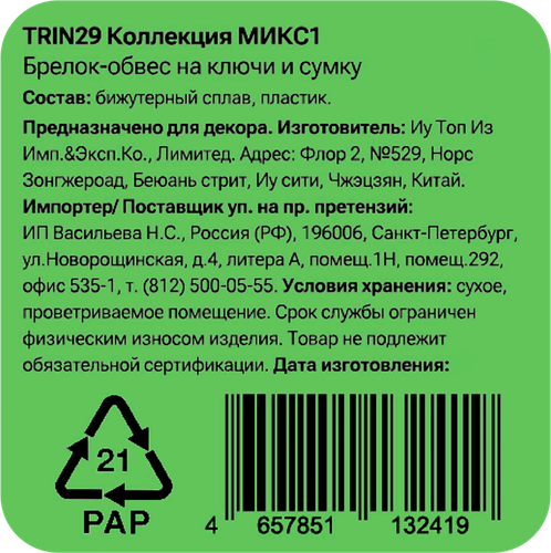 Брелок-обвес для ключей и сумки CITY HOME TRADE Вишни, Арт. TRIN29, детальное фото