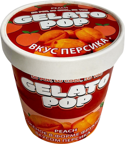Мороженое в форме фруктов GELATO POP со вкусом персика 1,82%, без змж, картонный стакан, 190г, фото
