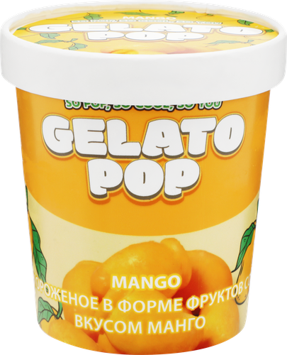 Мороженое в форме фруктов GELATO POP со вкусом манго 1,82%, без змж, картонный стакан, 190г, вид