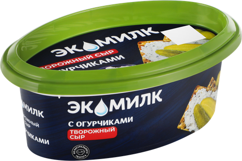 Сыр творожный ЭКОМИЛК с огурчиками не менее 60%, без змж, 120г, вид