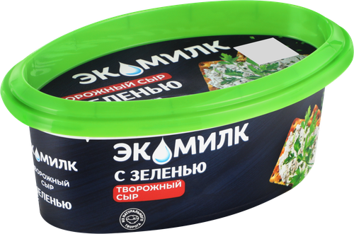 Сыр творожный ЭКОМИЛК с зеленью не менее 60%, без змж, 120г, картинка