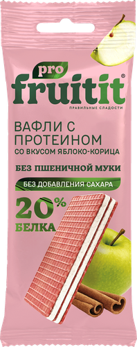 Вафли протеиновые FRUIT IT Pro, со вкусом яблоко-корица, 35г, крупный план