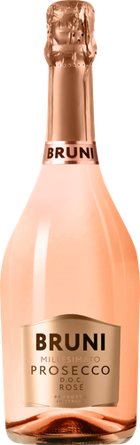 Вино игристое BRUNI Просекко Розе розовое брют, 0.75л, крупный план