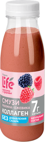Смузи ЛЕНТА LIFE с коллагеном, Малина-ежевика, 250мл, крупный план