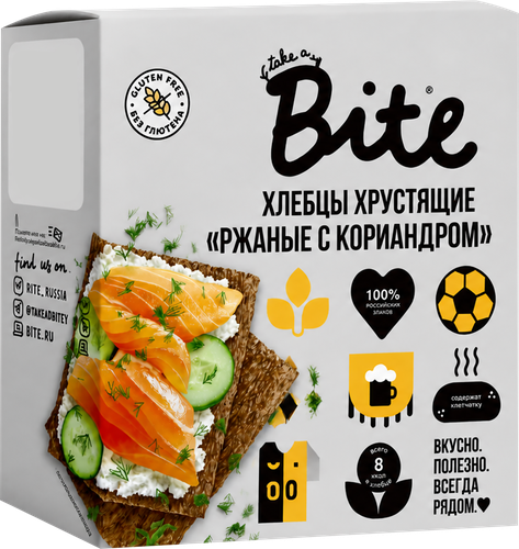 Хлебцы кукурузно-рисовые TAKE A BITE Хрустящие, со вкусом ржаные с кориандром, 100г, фото