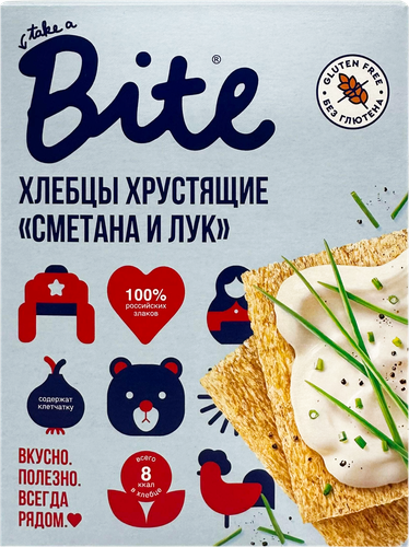 Хлебцы кукурузно-рисовые TAKE A BITE Хрустящие, со вкусом сметана и лук, 100г, изображение