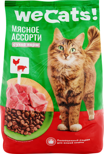 Корм сухой для кошек WECATS Мясное ассорти, 800г, детальное фото