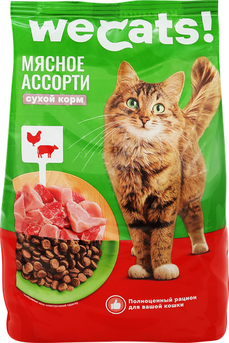 Корм сухой для кошек WECATS Мясное ассорти, 800г, картинка
