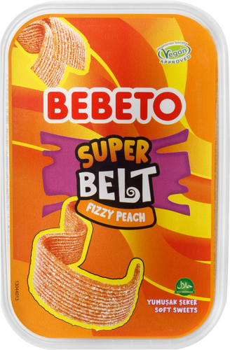 Мармелад жевательный BEBETO Super belt fizzy peach со вкусом персика, 400г, картинка