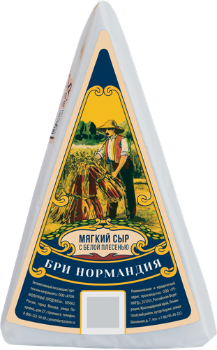 Сыр НОРМАНДИЯ Бри с белой плесенью 50–60%, без змж, 100г, изображение
