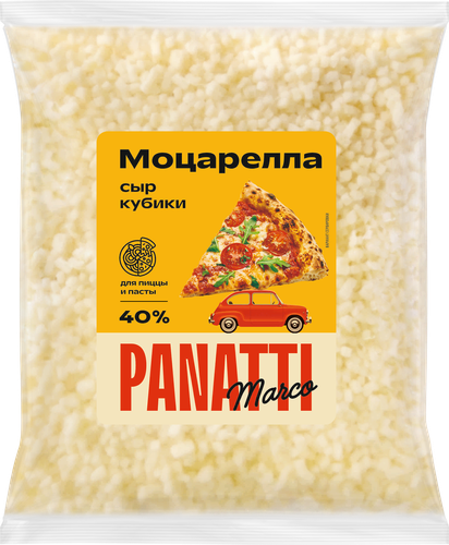 Сыр MARCO PANATTI Моцарелла 40%, кубики, без змж, 200г, вид