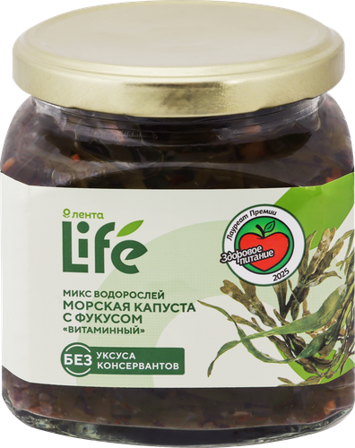 Морская капуста ЛЕНТА LIFE Витаминная, с фукусом, 400г, вид