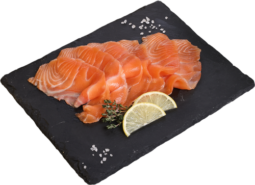 Лосось Атлантический слабосоленый филе (нарезка) ЛЕНТА FRESH, весовой, картинка