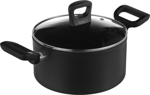 Кастрюля TEFAL Flavor Force 20см, Thermo-Signal, стеклянная крышка, антипригарное покрытие, крупный план