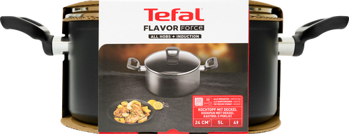 Кастрюля TEFAL Flavor Force 24см, Thermo-Signal, стеклянная крышка, антипригарное покрытие, картинка