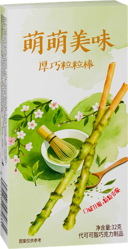 Палочки бисквитные MENGMENG в шоколадной глазури со вкусом матча, 32г, картинка