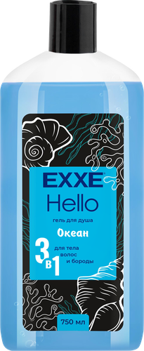 Гель для душа мужской EXXE Hello 3-в-1, Океан, с морскими минералами, 750мл, картинка
