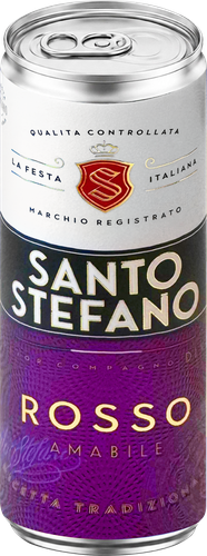 Сидр SANTO STEFANO Особый фруктовый ароматизированный красный 
полусладкий газированный, 0.25л, фотография