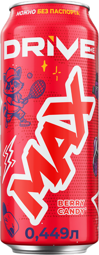 Напиток DRIVE ME Max Berry Candy со вкусом Ягодная конфета газированный, 0.449л, картинка