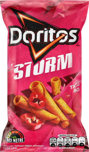 Чипсы кукурузные DORITOS Storm Tatli Aci Сладкий чили, 125г, крупный план