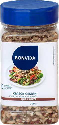 Смесь семян для салата BONVIDA с орехом и клюквой, 200г, крупный план