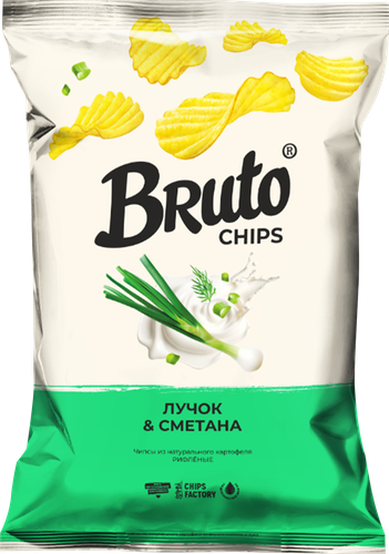 Чипсы картофельные BRUTO Flavor, со вкусом лучок&сметана, 120г, детальное фото
