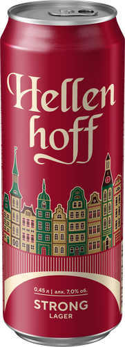 Пиво светлое HELLENHOFF EXC Strong Lager пастеризованное 7%, 0.45л, вид