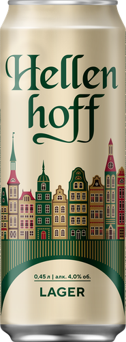 Пиво светлое HELLENHOFF EXC Lager пастеризованное 4%, 0.45л, фото