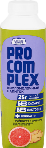 Напиток кисломолочный СВЕЖЕЕ ЗАВТРА Pro-Complex Грейпфрут-имбирь, безлактозный 1%, без змж, 500г, крупный план