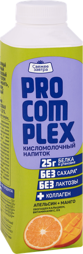 Напиток кисломолочный СВЕЖЕЕ ЗАВТРА Pro-Complex Апельсин-манго, безлактозный 1%, без змж, 500г, фото