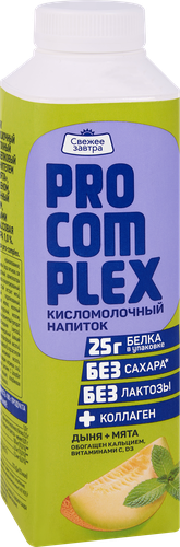Напиток кисломолочный СВЕЖЕЕ ЗАВТРА Pro-Complex Дыня-мята, безлактозный 1%, без змж, 500г, детальное фото