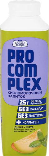 Напиток кисломолочный СВЕЖЕЕ ЗАВТРА Pro-Complex Дыня-мята, безлактозный 1%, без змж, 500г, картинка