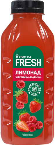 Напиток безалкогольный негазированный Лимонад клубника-малина ЛЕНТА FRESH, 500мл, картинка