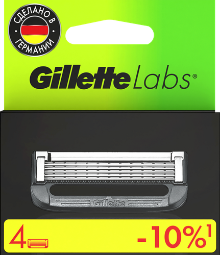 Кассеты для бритья мужские GILLETTE Labs сменные, для безопасных бритв, 4шт, фото