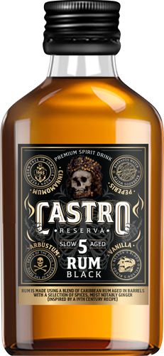 Ром CASTRO выдержанный 40%, 0.1л, крупный план