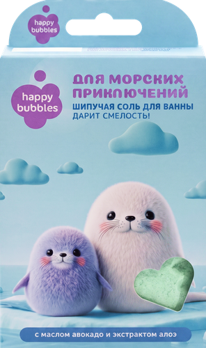 Соль для ванн HAPPY BUBBLES Шипучая, в ассортименте, 100г, крупный план