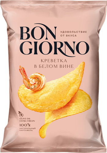 Чипсы картофельные BON GIORNO со вкусом креветка в белом вине, 80г, фотография