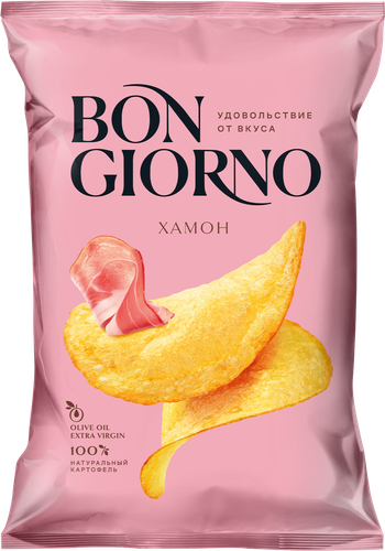 Чипсы картофельные BON GIORNO со вкусом хамон, 80г, фото
