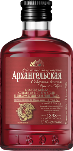 Настойка АРХАНГЕЛЬСКАЯ Северная выдержка Вишня ручного сбора 21%, полусладкая, 0.1л