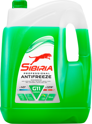 Антифриз SIBIRIA G11 green до -40, 10кг, детальное фото
