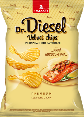 Чипсы картофельные DR.DIESEL со вкусом дикий лосось гриль, 220г, изображение