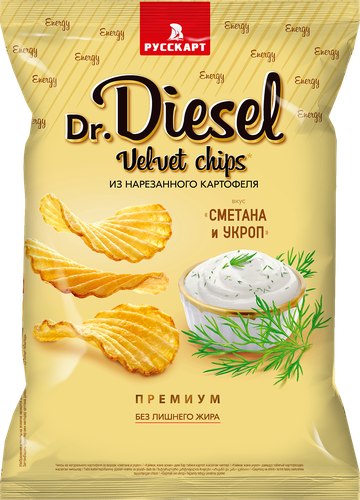Чипсы картофельные DR.DIESEL со вкусом сметана и укроп, 220г, детальное фото
