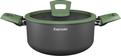 Кастрюля ESPRADO Шартрез/Chartreuse 24x10см, с крышкой, алюминий, антипригарное покрытие, индукция, 4.3л, Арт. CRTT24GE101, крупный план