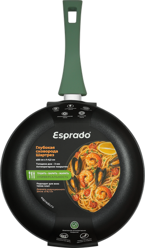 Сковорода ESPRADO Шартрез/Chartreuse 26см, алюминий, антипригарное покрытие, индукция, Арт. CRTT26GE103, изображение