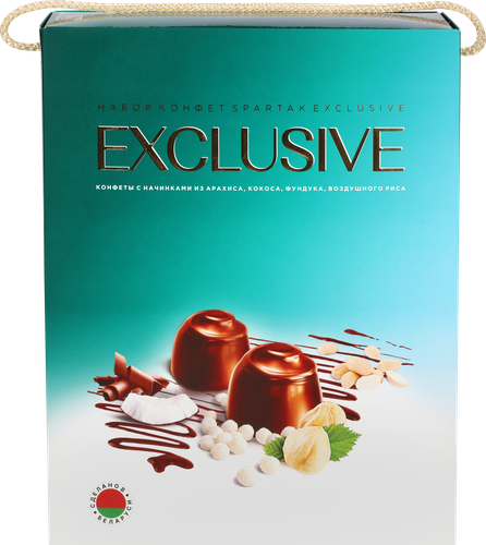Набор конфет СПАРТАК Exclusive с кокосом, фундуком, арахисом и воздушным рисом, 306г, картинка