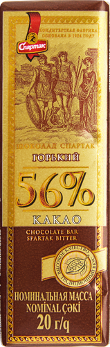 Шоколад горький СПАРТАК 56%, 20г, фото