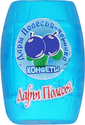 Конфеты шоколадные ДАРЫ ПОЛЕСЬЯ полубочонки с пюре из черники, весовые, вид